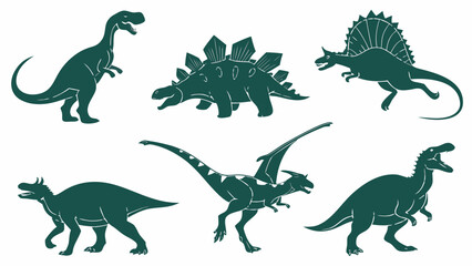 Dinosaur Silhouettes Set Vector Illustration © Muhamad