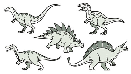 Cute Cartoon Dinosaur Collection - Vector Illustration Set © Muhamad