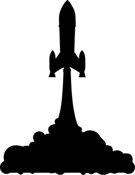 Rocket Launch Silhouette Vector, Space Shuttle Startup Concept Design