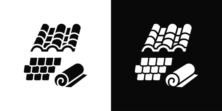 Roof Material Icon In Black And White Style