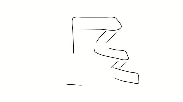 Ribbon for rhythmic gymnastics. Contour drawing, silhouett animation. Continuous line. Isolated on white. Video 4k object illustration self-drawing. Object construction. Minimalist continuous line dra