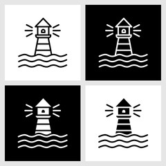 Naklejka premium Lighthouse Vision Icon with Black and White Background