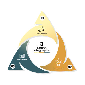 3 Circle Venn diagram infographic template. Interlocking Mobius strip loops with icons for business presentation. Vector editable eps
