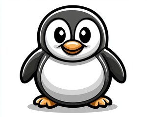 Obraz premium Charming Cartoon Penguin with a Happy Face and Chubby Body, Perfect for Kids Designs