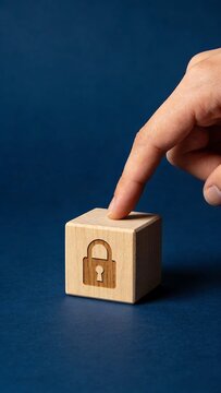 セキュリティ意識を高める手元の木製ブロック