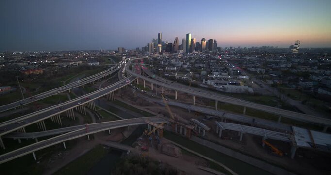Expansive Drone View of Houston Texas Metropolitan Skyline