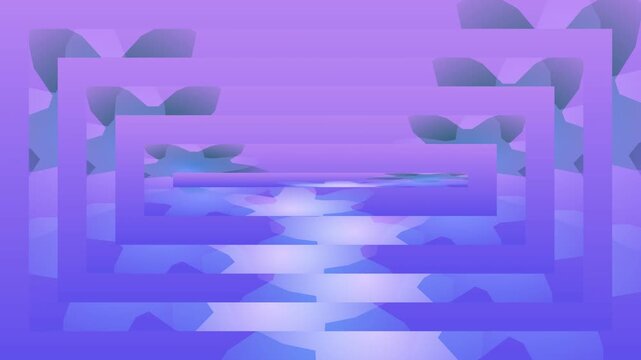 Abstract digital art of a mesmerizing violet tunnel creating an illusion of infinite depth and reflective surfaces, a modern conceptual journey through a purple dimension