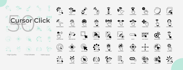 Cursor Click Duotone Editable Icons set