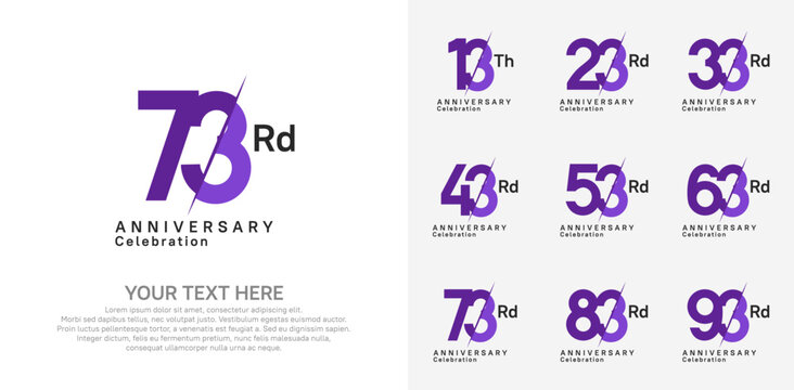 Anniversary logo set vector design, purple color for celebration event