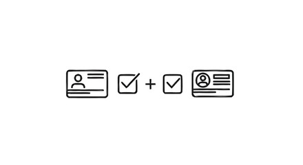 Fototapeta premium Identity Verification Process with Checkmarks and ID Cards.