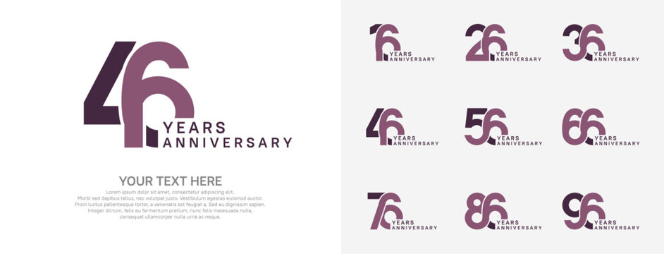 Anniversary logo set vector design, purple color for celebration event