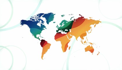 Fototapeta premium Colorful World Map Silhouette Wide View