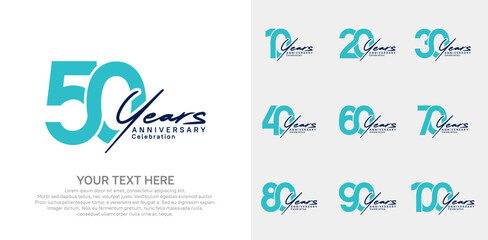 Obraz premium Anniversary logo set vector design, blue and black color for celebration event