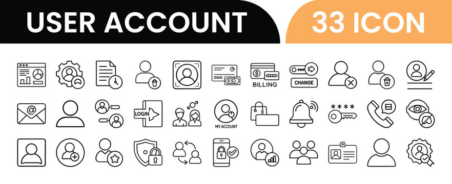User Account Management Icons Collection for Web and Mobile Applications
