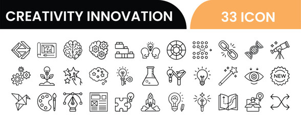 Collection of 33 creativity innovation icons for design inspiration © Sofiq