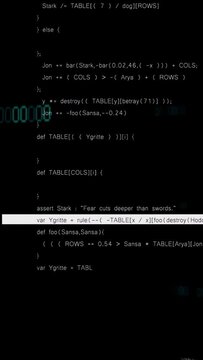Vertical video: Bar appearing, code column scrolling and being scanned, revealing names for parsing