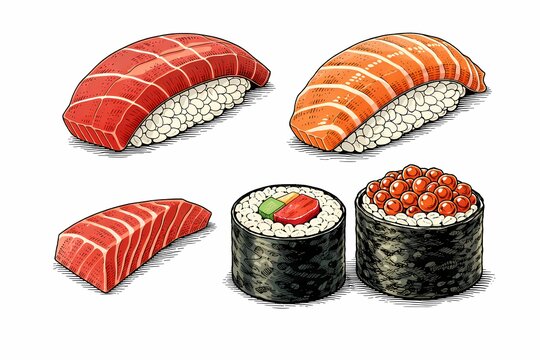 sushi clipart Ligne claire sushi illustration