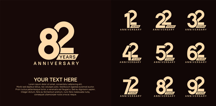 Anniversary logo set vector design, brown color for celebration event