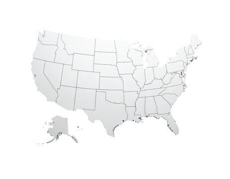 Map of united states outline showing state boundaries with a pale gray style