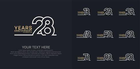 Naklejka premium Anniversary logo set vector design, gold and silver color for celebration event
