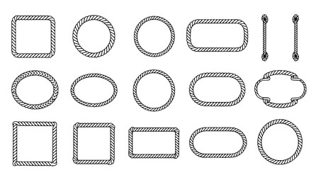 A set of rope border frames and shapes in a minimalist line art style © Mim