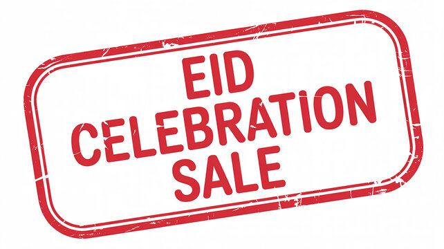 Red and white rectangular stamp with rounded corners displaying the words EIDCELEBRATIONSALE in bold