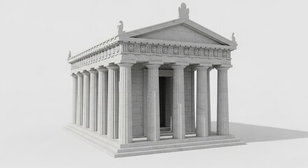 Fototapeta premium Neoclassical marble temple model with columns and triangular pediment