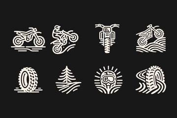 OffRoad Dirt Bike Adventure Minimalist Line Art Icons © Quivr