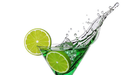 Lime Cocktail Splash in Martini Glass