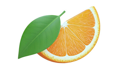Slice of Orange with Leaf