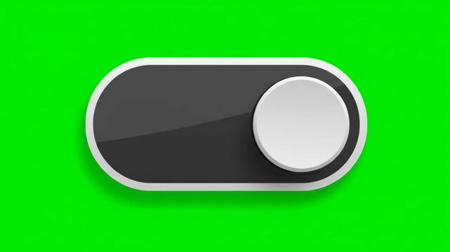 A modern user interface element, a toggle switch, animates from off to on. Ideal for tech, app, or web design projects.