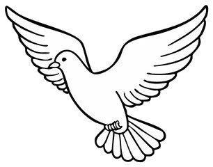 Obraz premium Graceful white dove in flight with outstretched wings symbol of peace and hope in simple line art