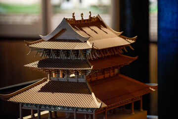 Chinese traditional wooden structure ancient architectural model © Steve