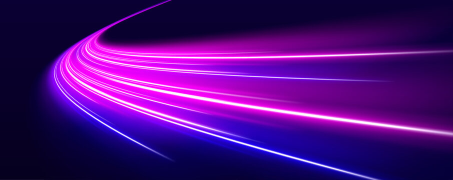 Smooth glowing white speed line with radiant motion streaks and soft gradient illumination, ideal for sci-fi banners and creative layouts. vector