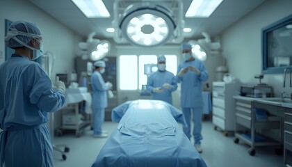 Obraz premium Operating room with medical team and table