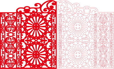 Red Ornamental Scroll Pattern, Hollow Floral Grille Design Vector Background © Abdul Rehman