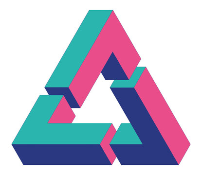 Penrose triangle vector illustration, impossible geometric shape, optical illusion design