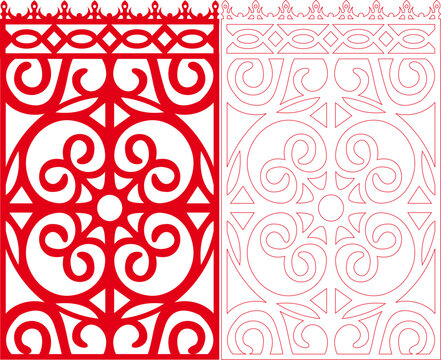 Red Celtic Spiral Mandala Laser Cut Panel with Swirl Circle Ornamental Design - Vector Stencil Template