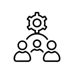 Obraz premium Teamwork collaboration management process automation with gear and people icons concept design vector