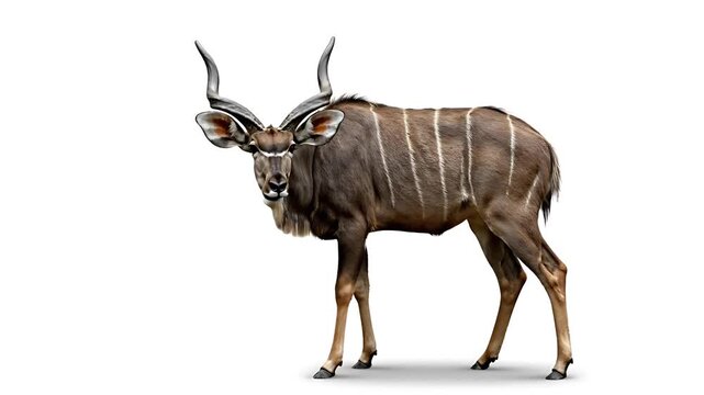 A majestic kudu antelope displaying an impressive horn