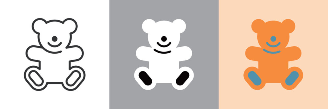 クマのぬいぐるみのシンプルなカラーアイコン