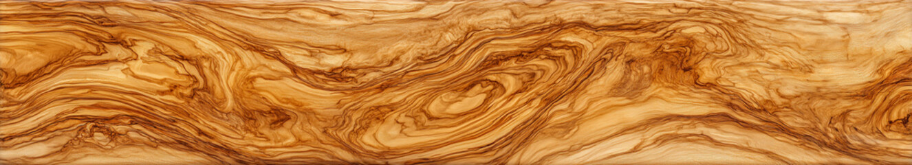 Fototapeta premium Polished maple burl wood banner with intricate swirling patterns isolated on white for unique design
