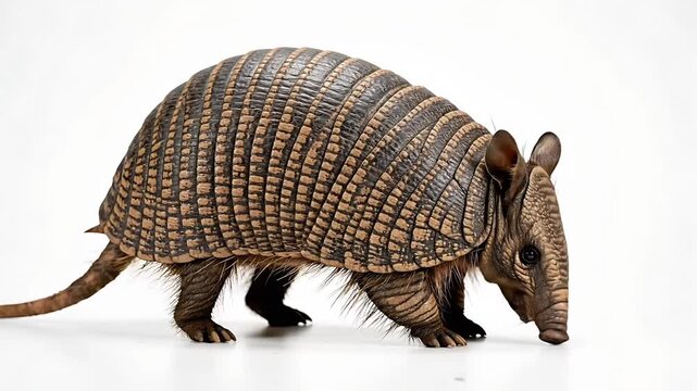 An armadillo with tough armor standing on ground