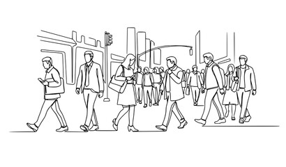 Obraz premium Urban rush hour continuous line vector illustration EPS 10