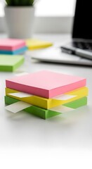 Stack of colorful sticky notes on office desk colorful notes