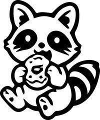 cute baby raccoon black character 