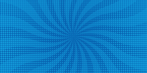 Fototapeta premium Vector sunburst pattern blue halftone design. Vintage paper sunrays illustration. sun beam vector banner design comic burst wallpaper.