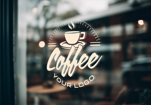 Logo Mockup Close-up on a Window Glass