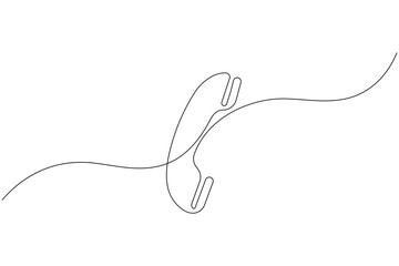 Obraz premium Call icon continuous one line drawing on white background 