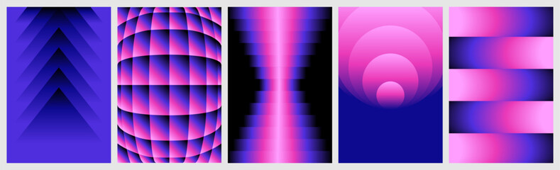 Obraz premium Vector illustration collection - trendy abstract creative minimalist prints and compositions with bright gradient colors - design templates for social media posts and stories, posters and banners